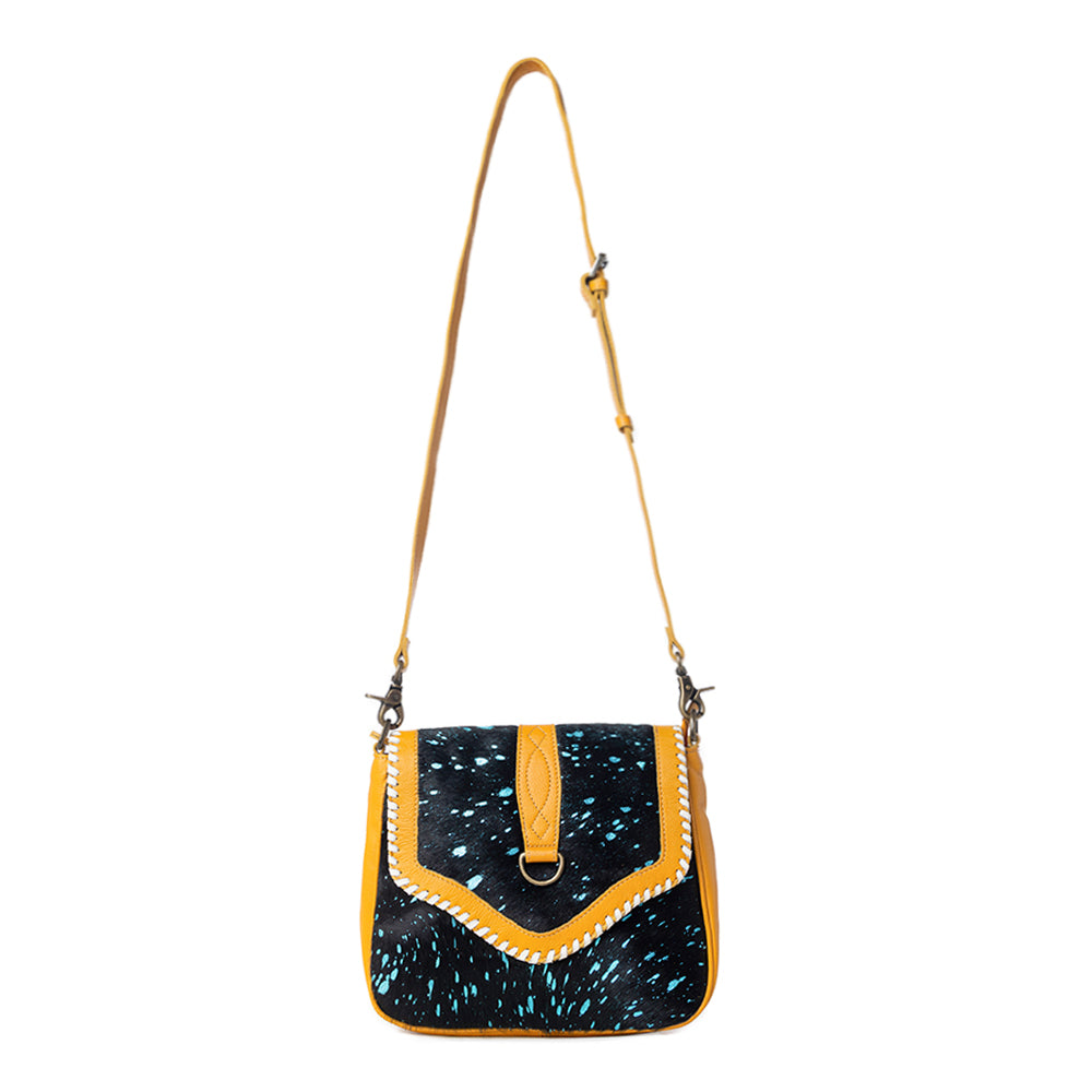 Skyviews Leather & Hairon Bag in Yellow