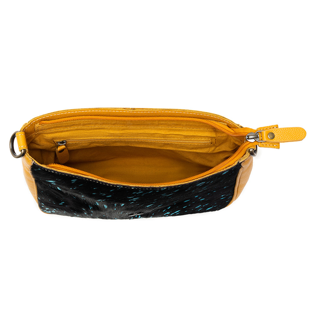 Skyviews Leather & Hairon Bag in Yellow
