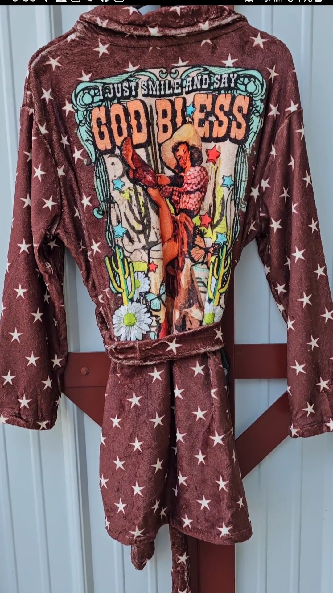 Cowgirl Says God Bless Women's Western Bath Robe