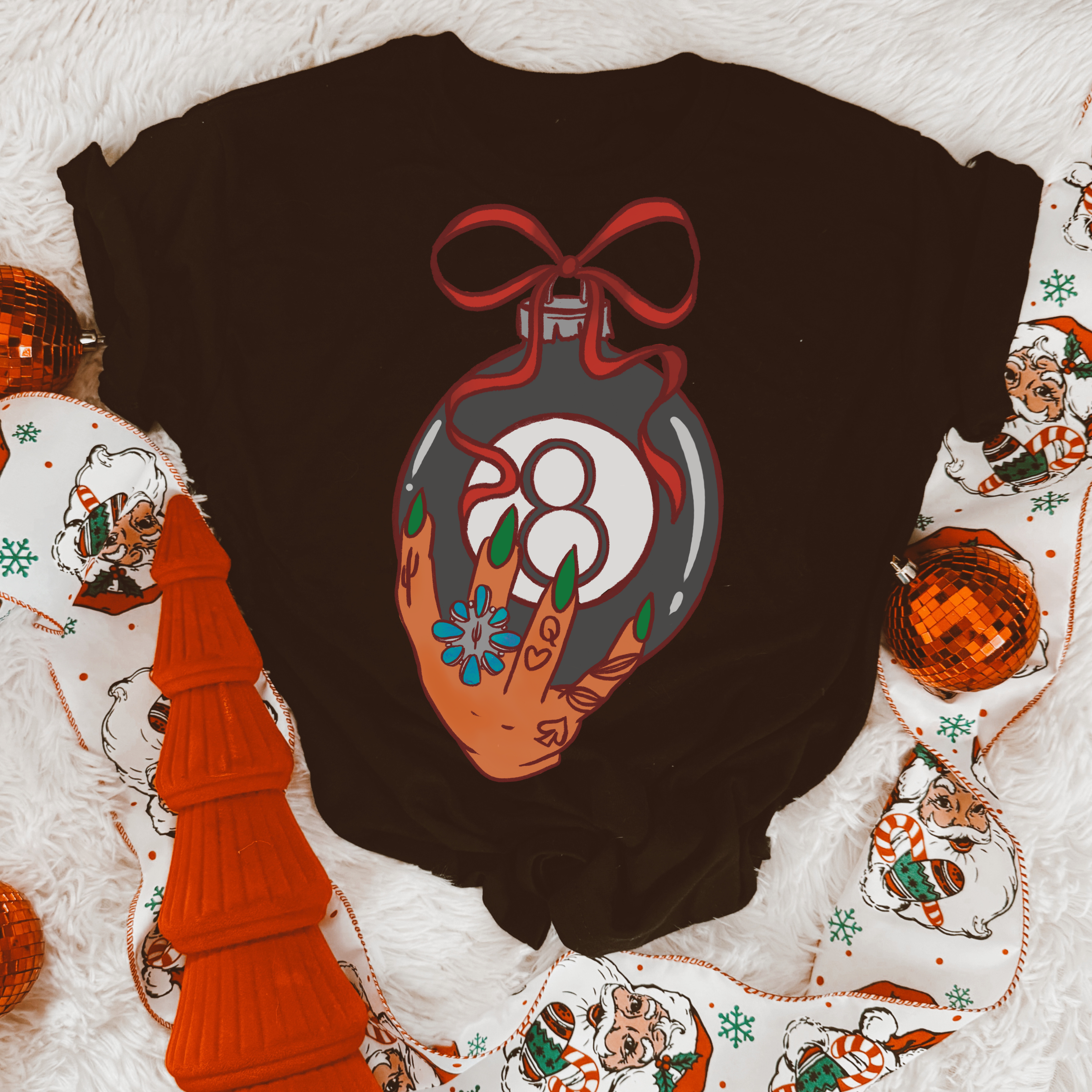 8 ball Christmas tee