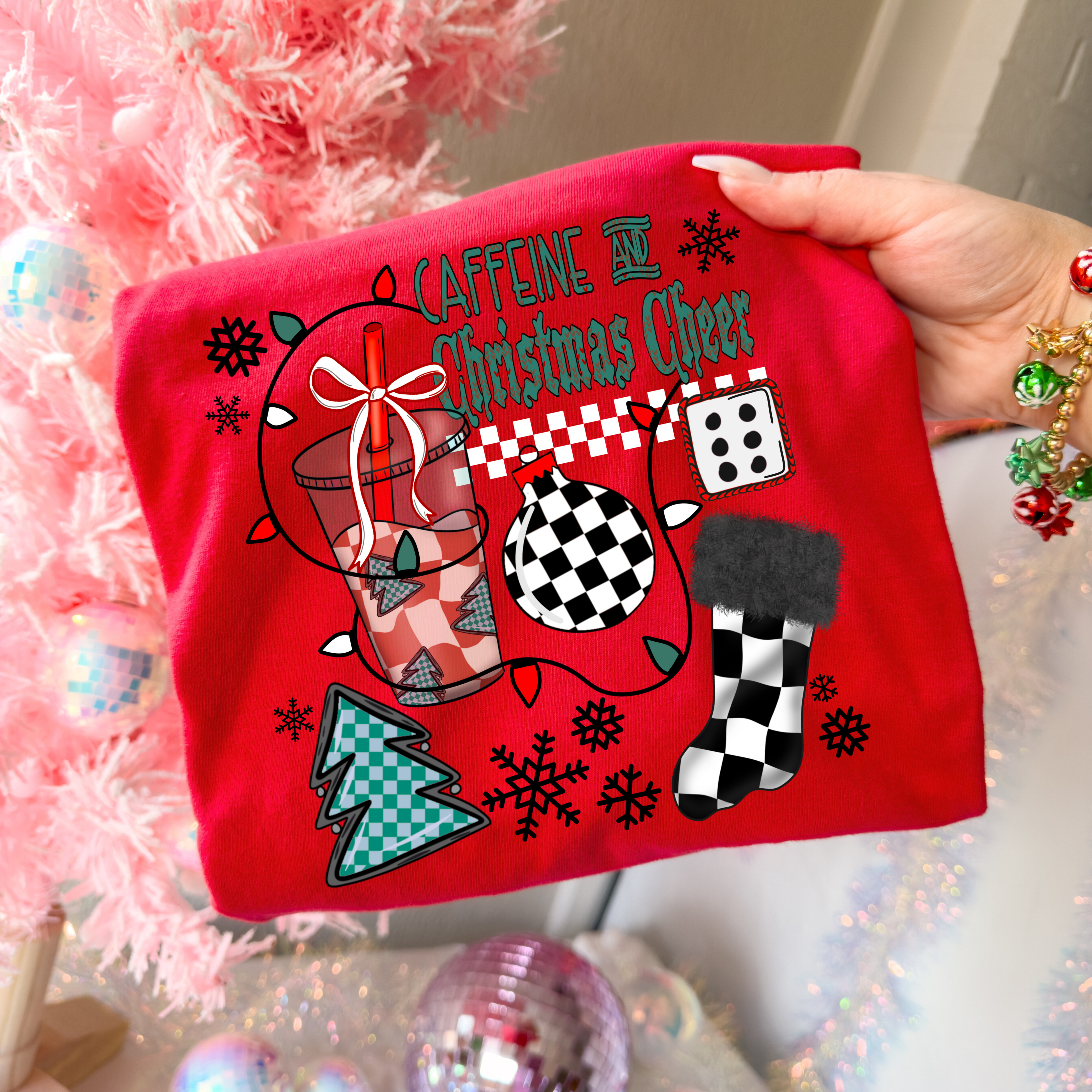 Caffeine ad Christmas Cheer tee