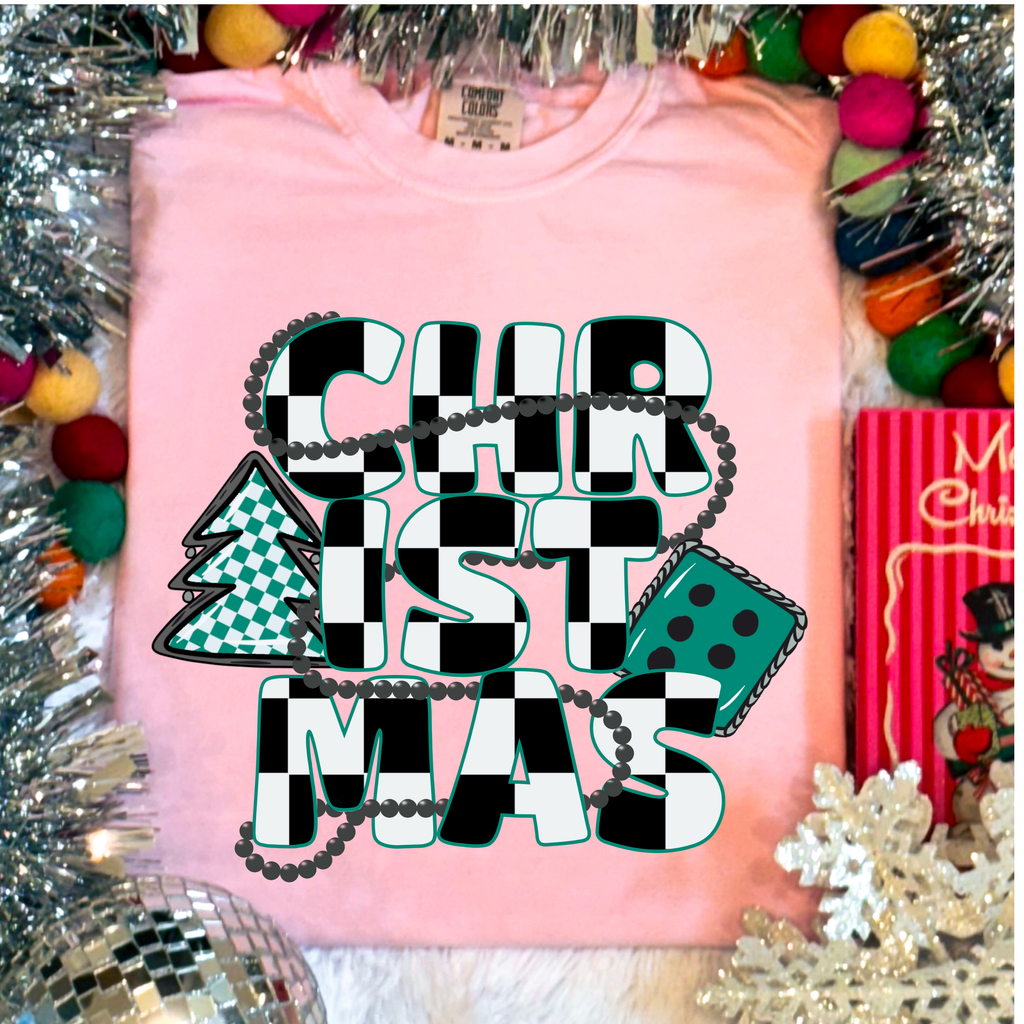 Checkered Christmas tee