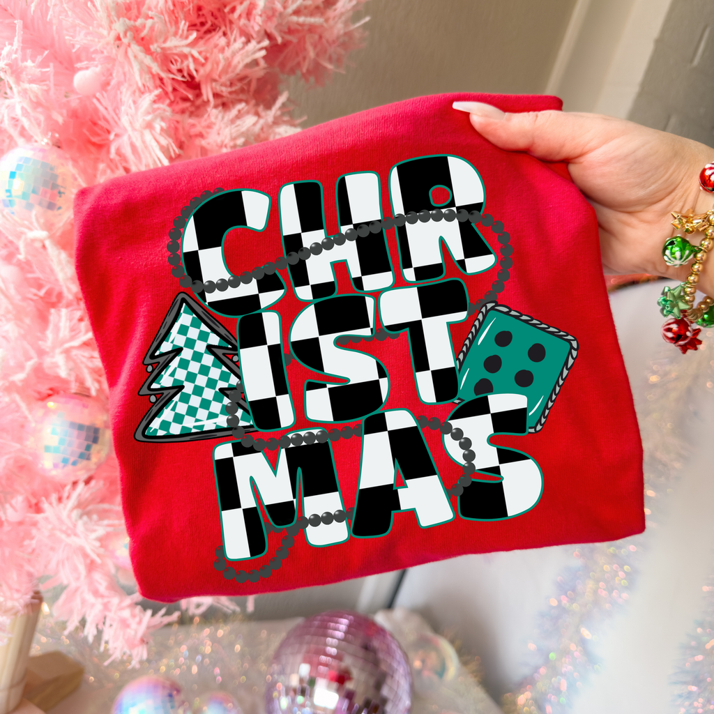 Checkered Christmas tee