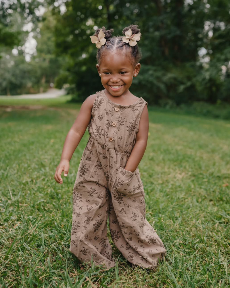 Wren Button Front Jumpsuit - Sepia Garden