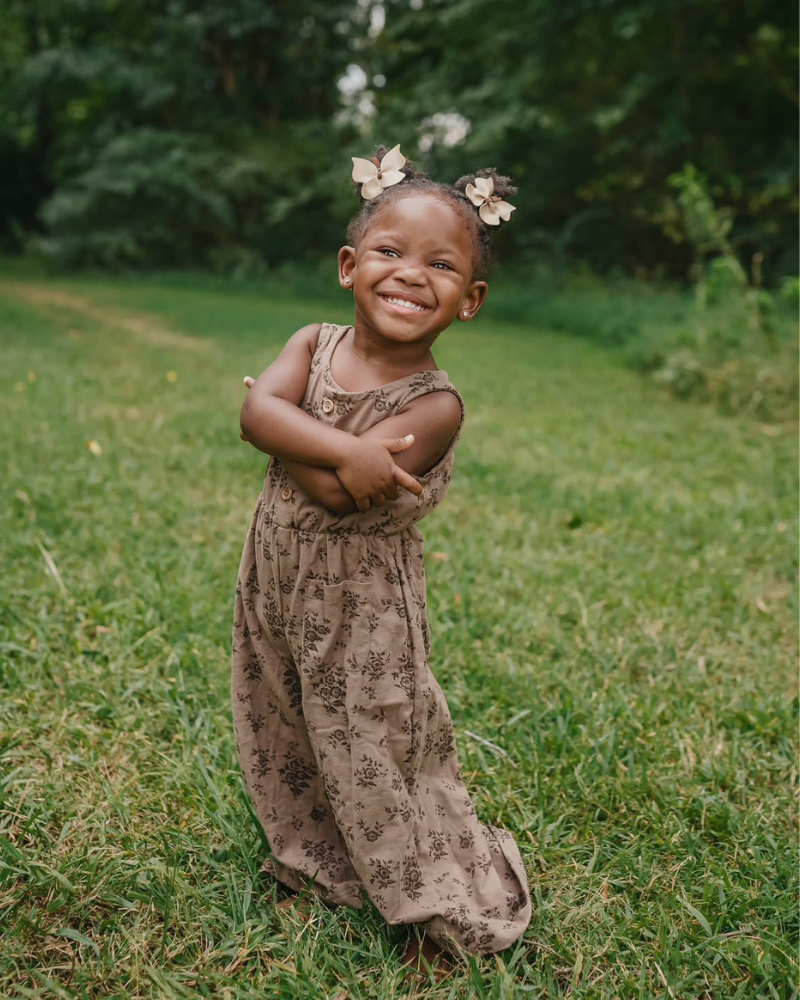 Wren Button Front Jumpsuit - Sepia Garden