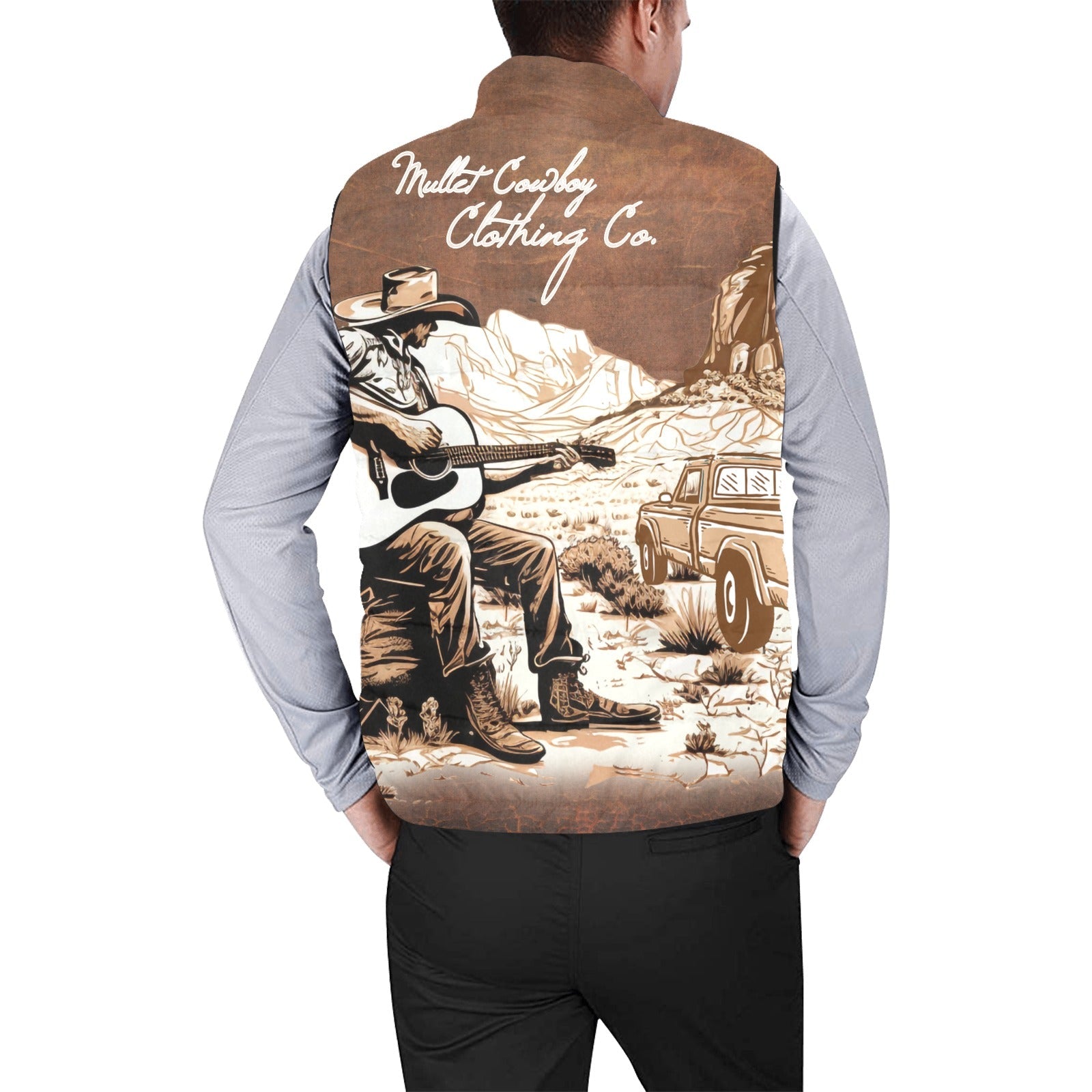 Mullet Cowboy in Desert Men's Puffy Vest