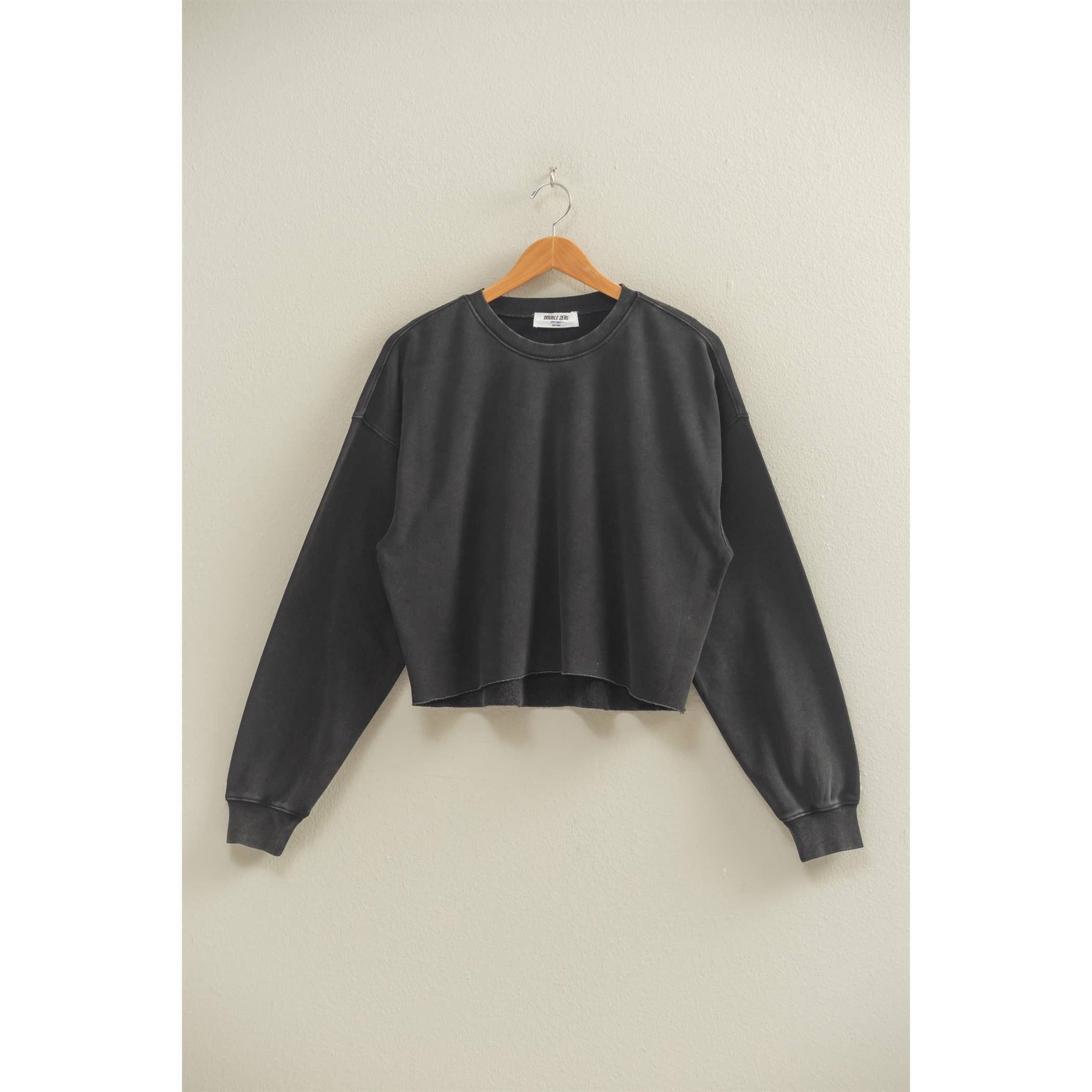 Cropped Crewneck Sweatshirt With Oversized Sleeves
