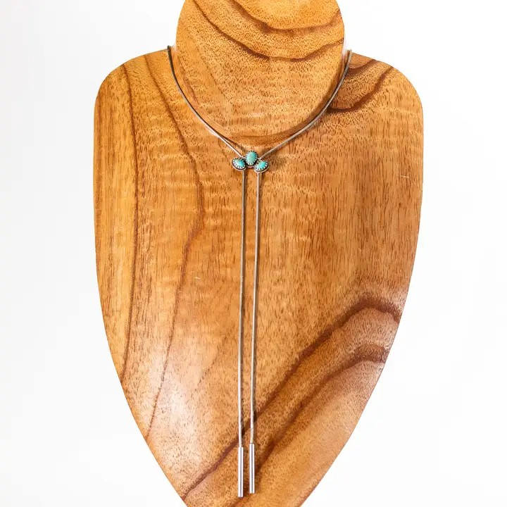 Turquoise Arch Cluster Snake Chain Bolo Necklace