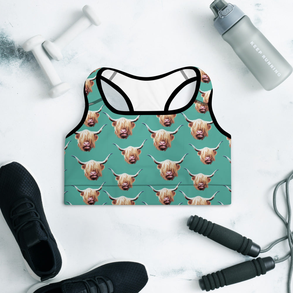 Highland Cow Sports Bra