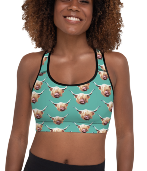 Highland Cow Sports Bra