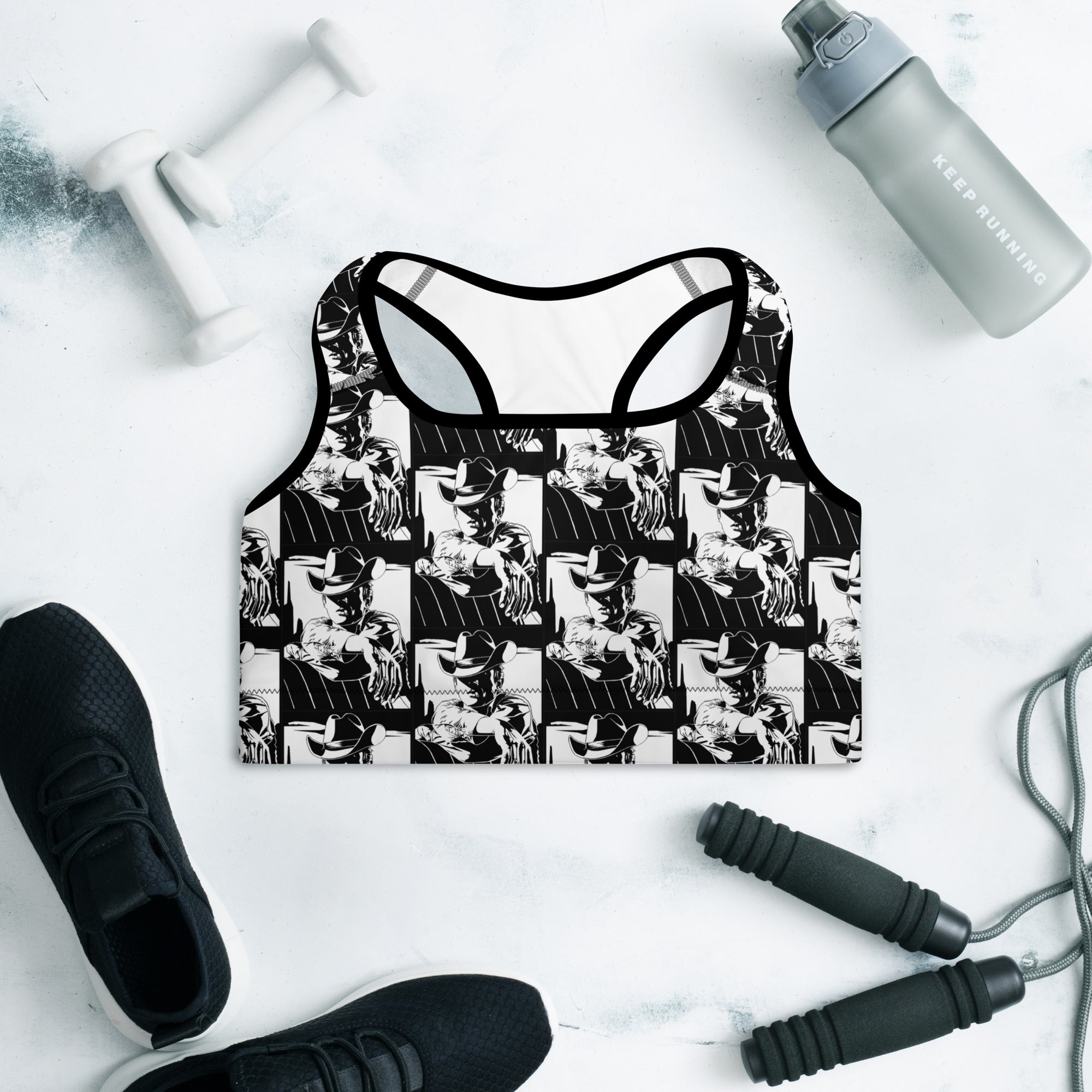 Retro Cowboy Padded Sports Bra