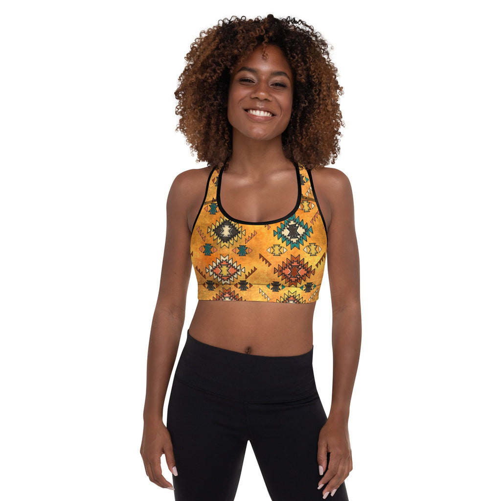 Golden Aztec Padded Sports Bra