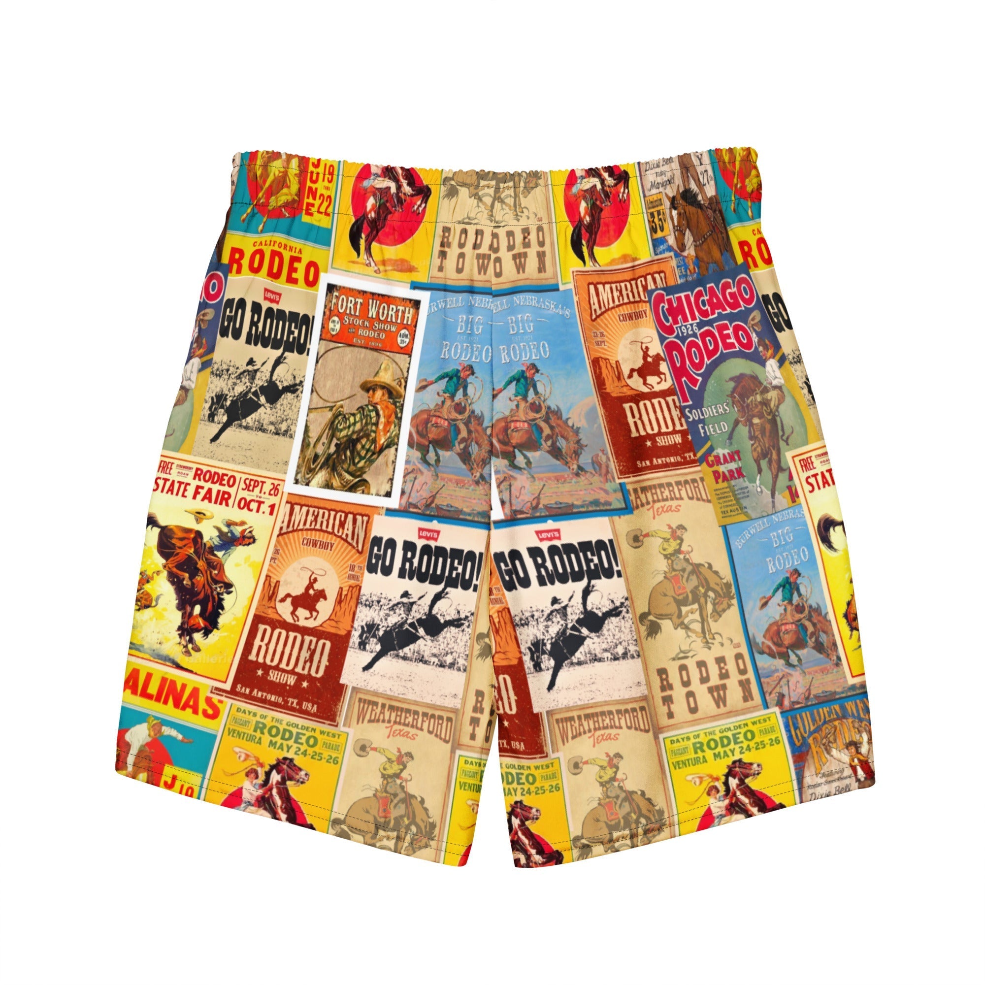 READY TO SHIP Vintage Rodeo Poster Swim Trunks Shorts SIZE XL