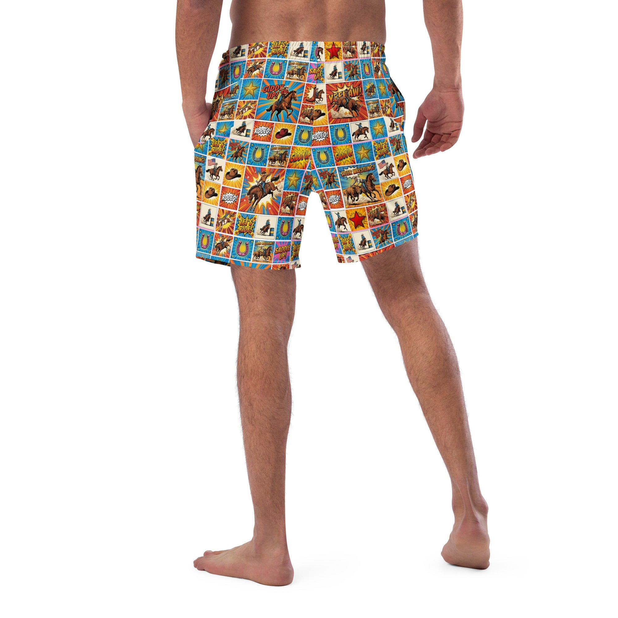 Baha Ranch Yeehaw Comic Corral Rodeo Swim Trunks