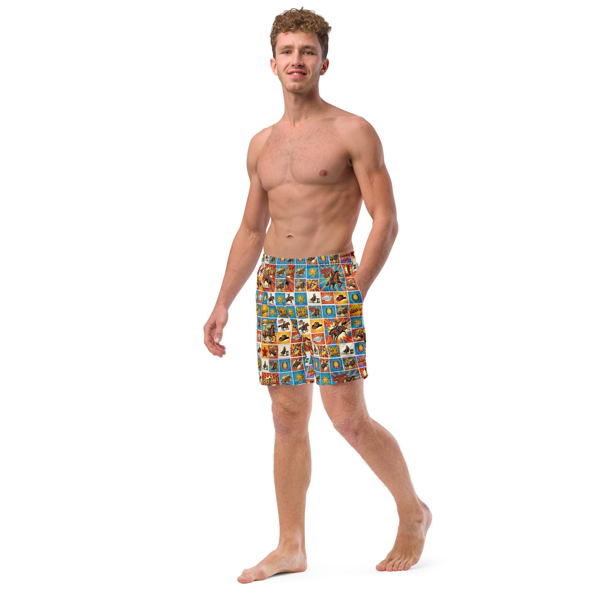 Baha Ranch Yeehaw Comic Corral Rodeo Swim Trunks