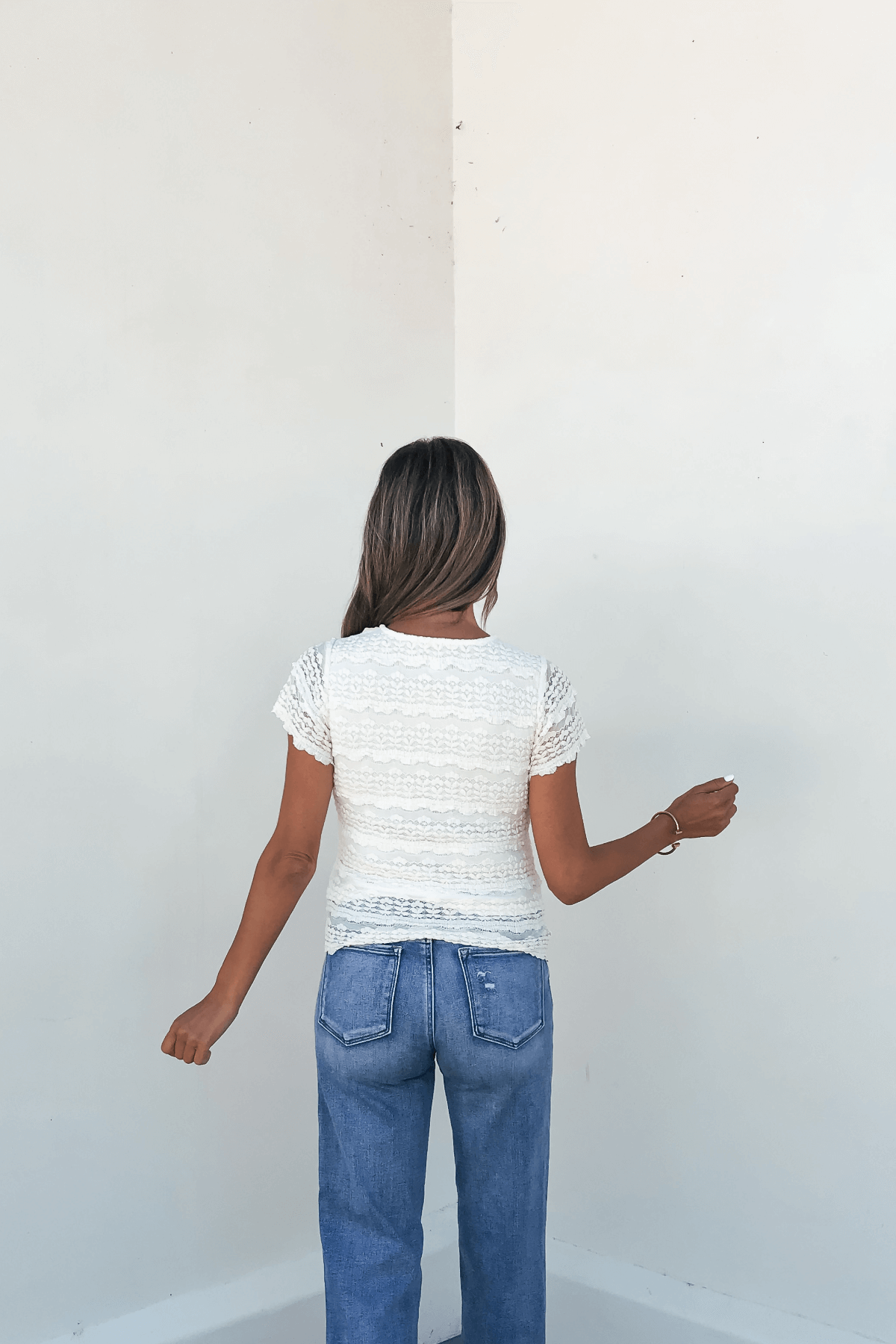 Amara Cream High Neck Lace Top - DOORBUSTER