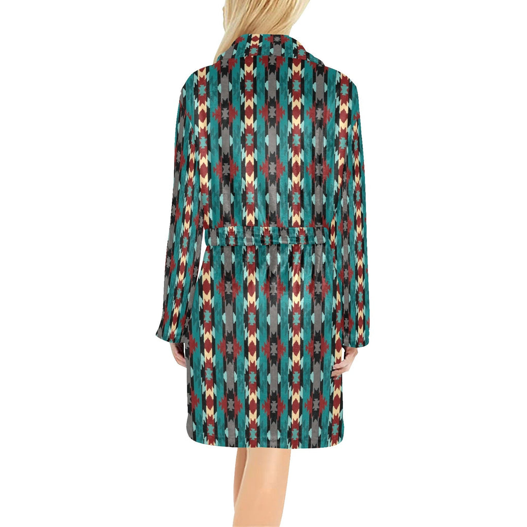 Teal Aztec Women's Western Robe