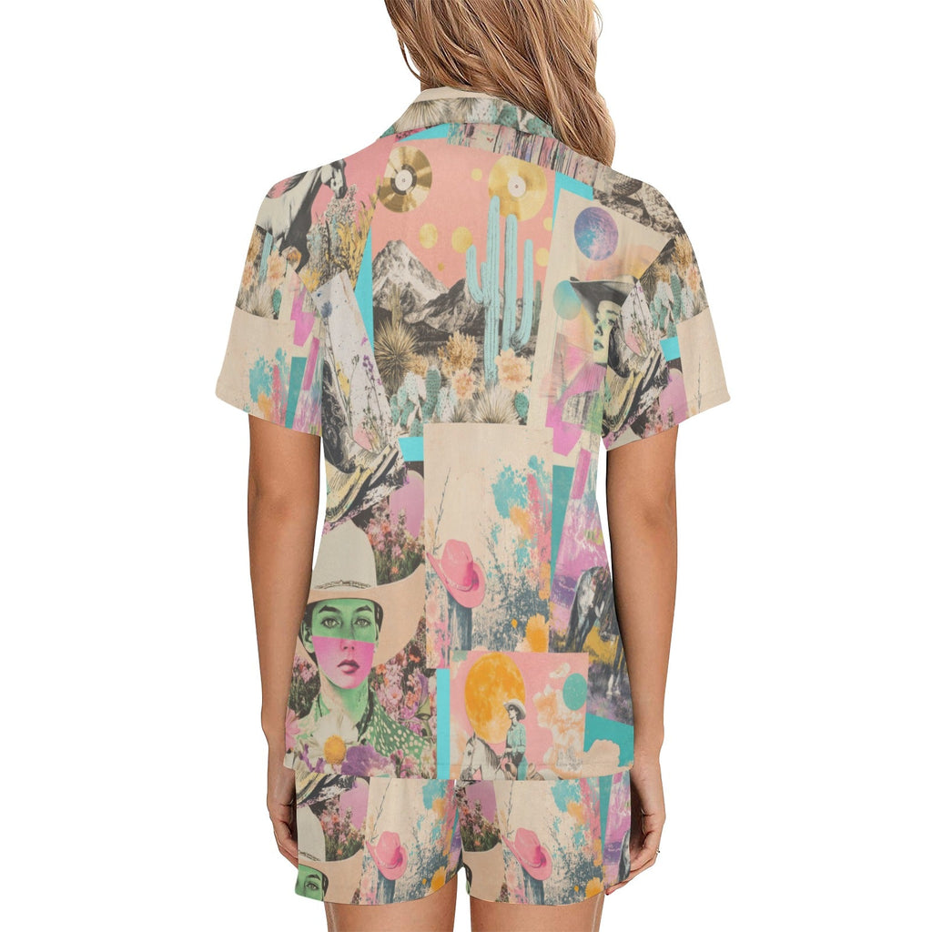 Baha Ranch Retro Pop Western Collage Pajama Set