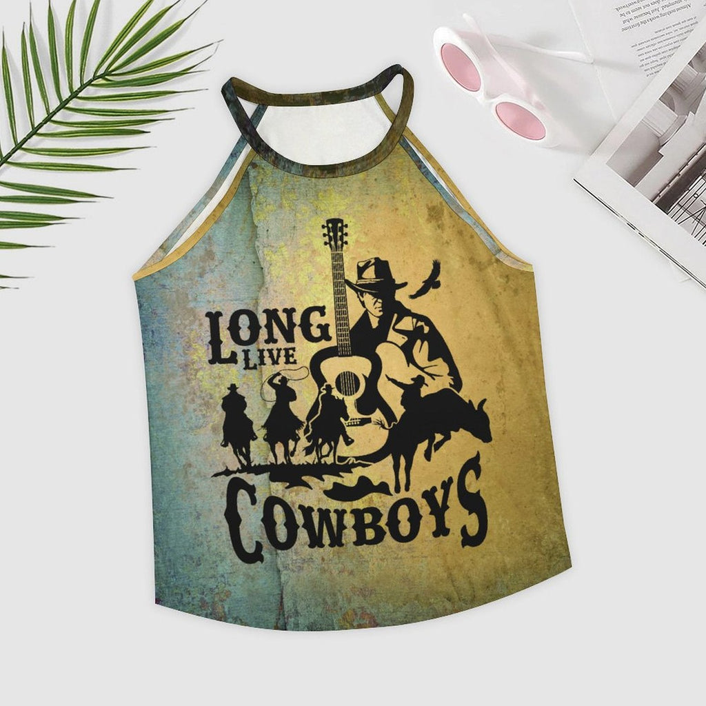 Cowboys Print Women's Western Tank Top