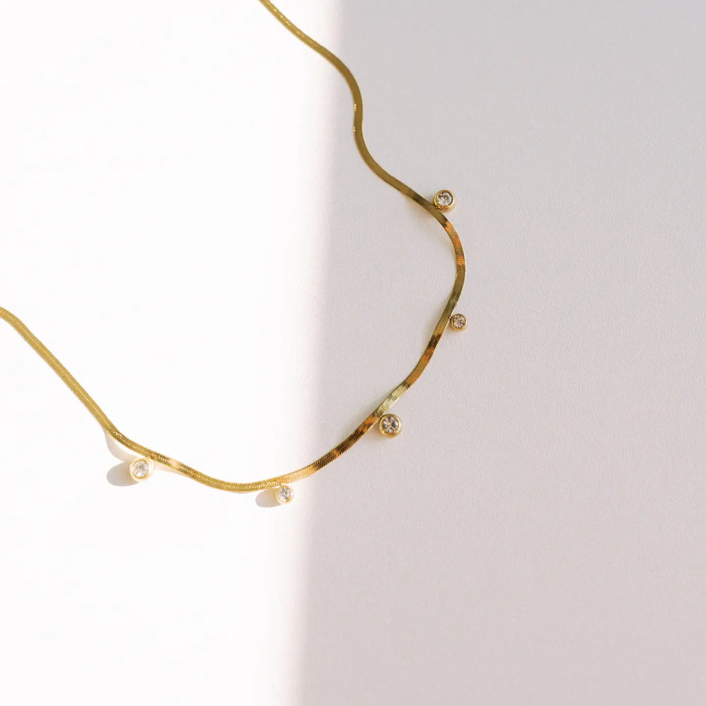 Cassi Herringbone Crystal Necklace