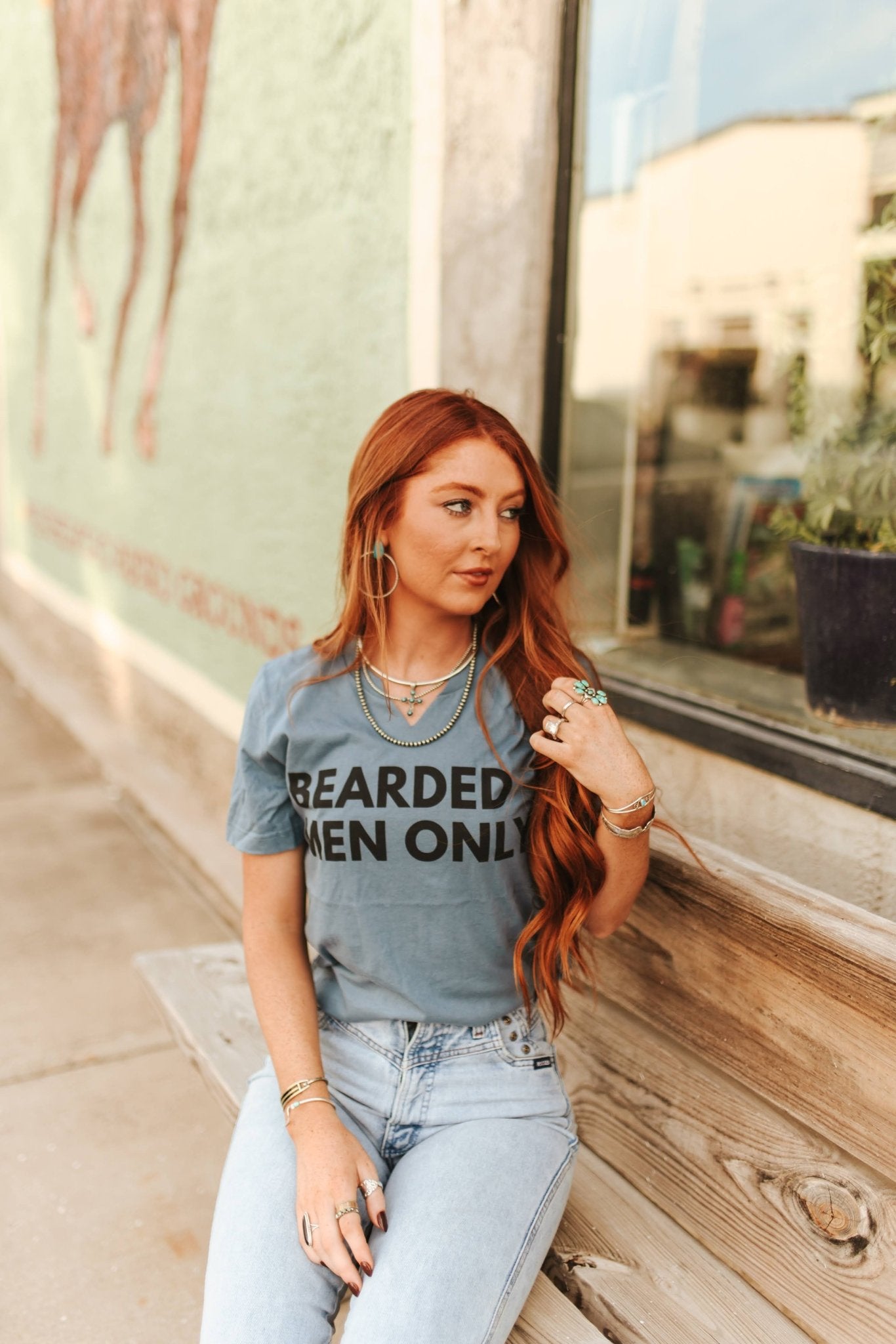 Bearded Men Only Raw Cut V-neck Graphic Tee