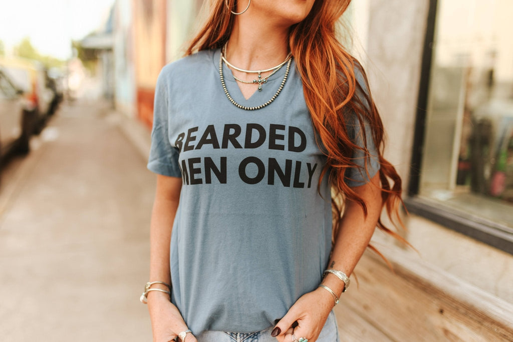 Bearded Men Only Raw Cut V-neck Graphic Tee