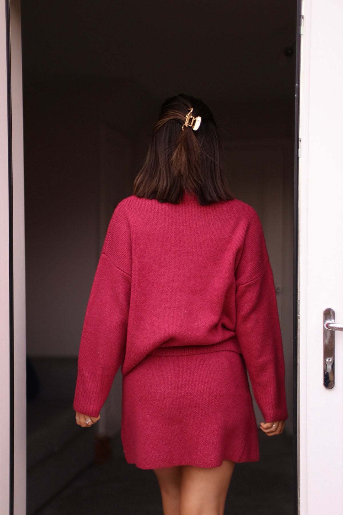 Berry Sweater Mini Skirt-FINAL SALE