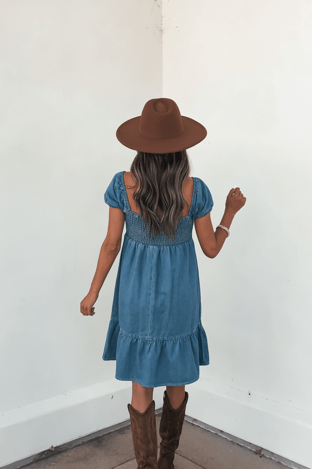 Blue Denim Tiered Mini Dress - DOORBUSTER