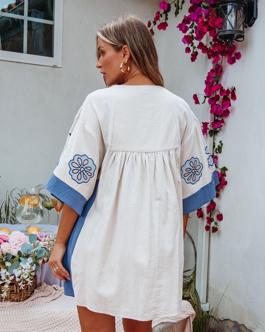 Bluebelle Denim Embroidered Mini Dress - FINAL SALE