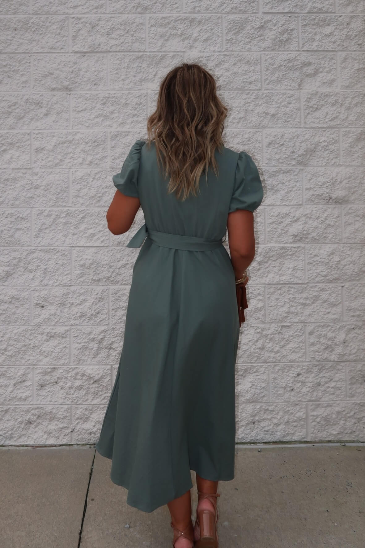 Breland Olive Belted Midi Dress - FINAL SALE