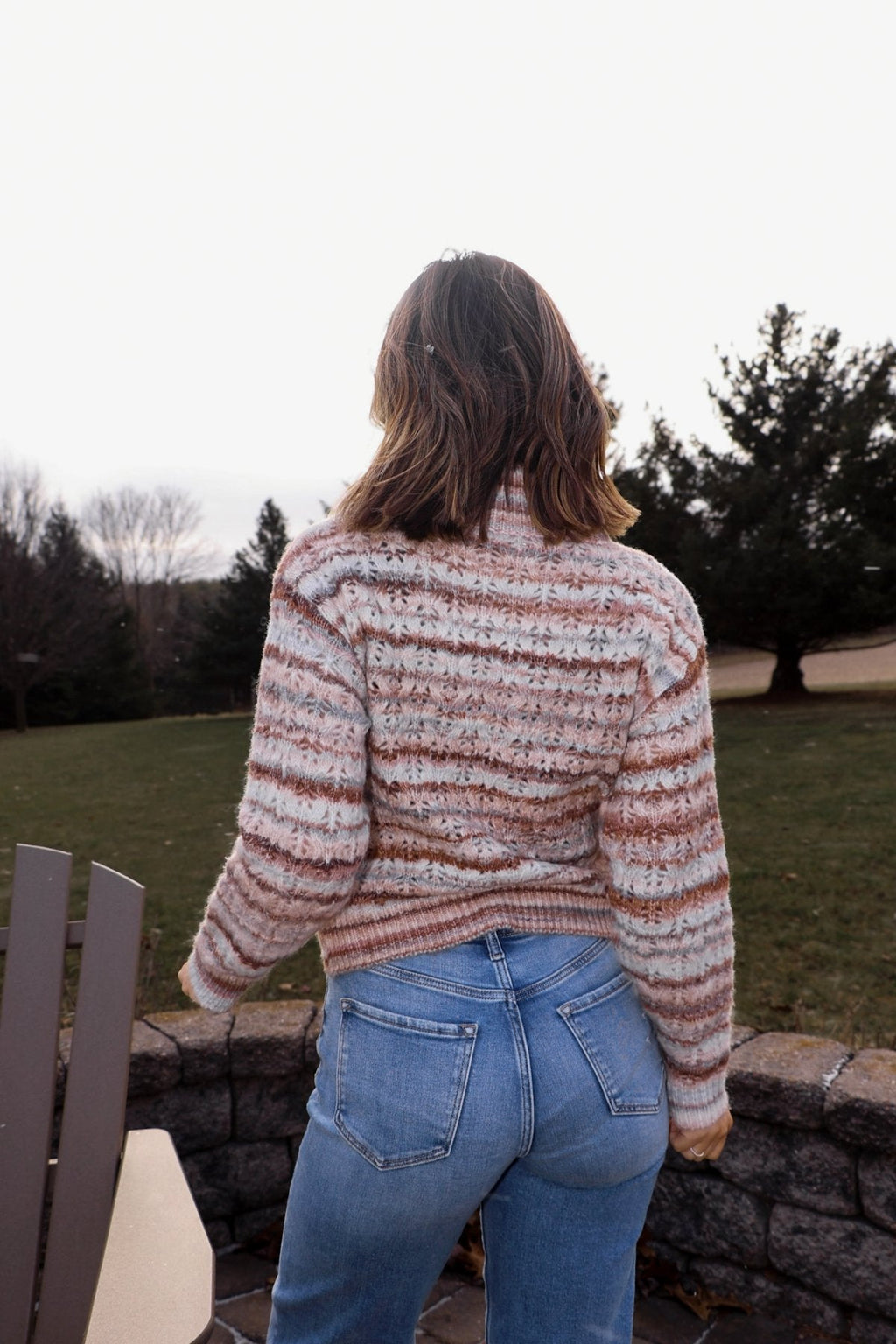 Brown Multi Striped Half Zip Sweater - FINAL SALE