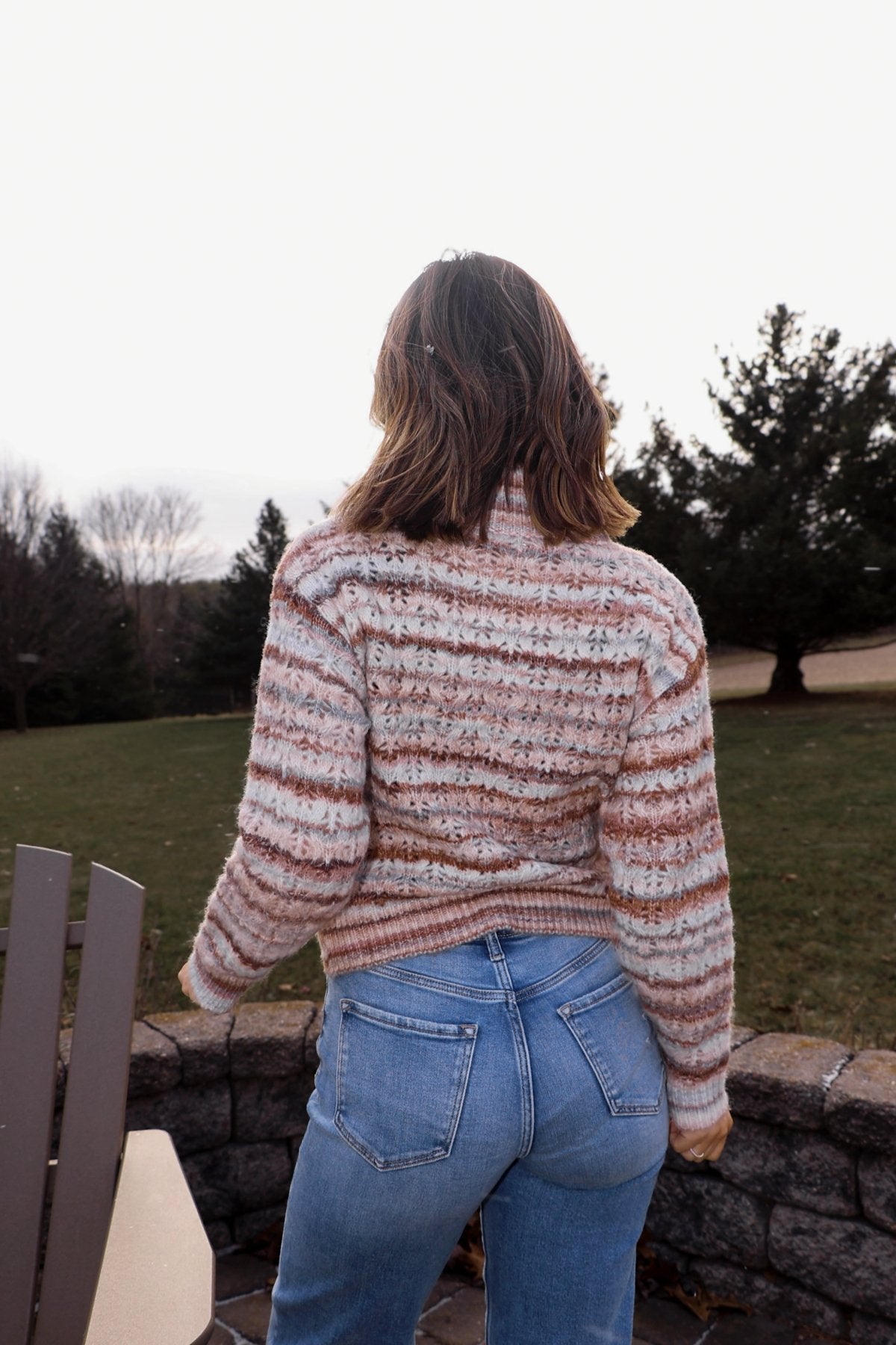 Brown Multi Striped Half Zip Sweater - FINAL SALE