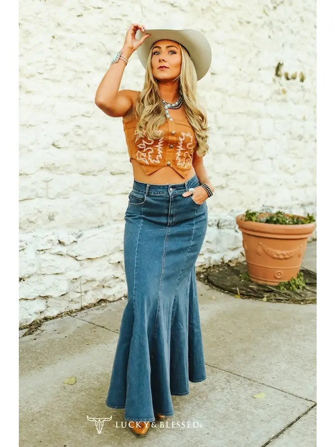 The Camel Suede Stretch Boot Stitch Corset Top