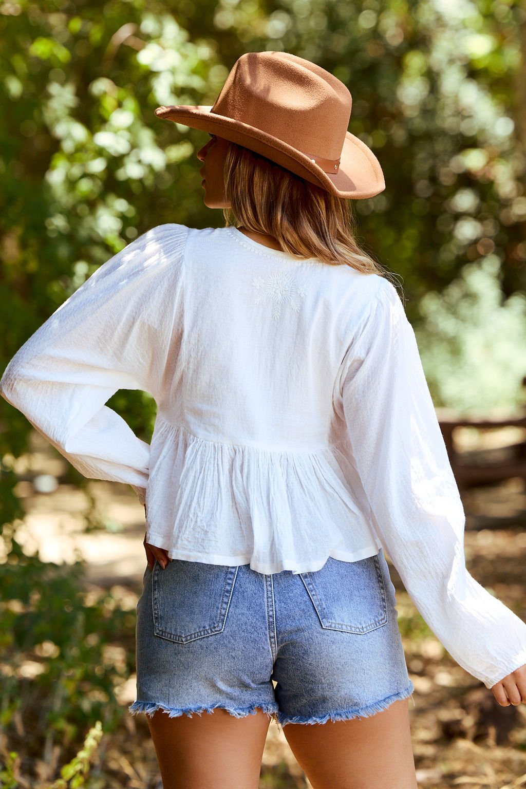 Candace White Embroidered Peplum Top - FINAL SALE