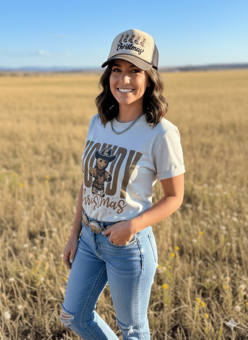 Cowboy Gingerbread Howdy Christmas Graphic Tee
