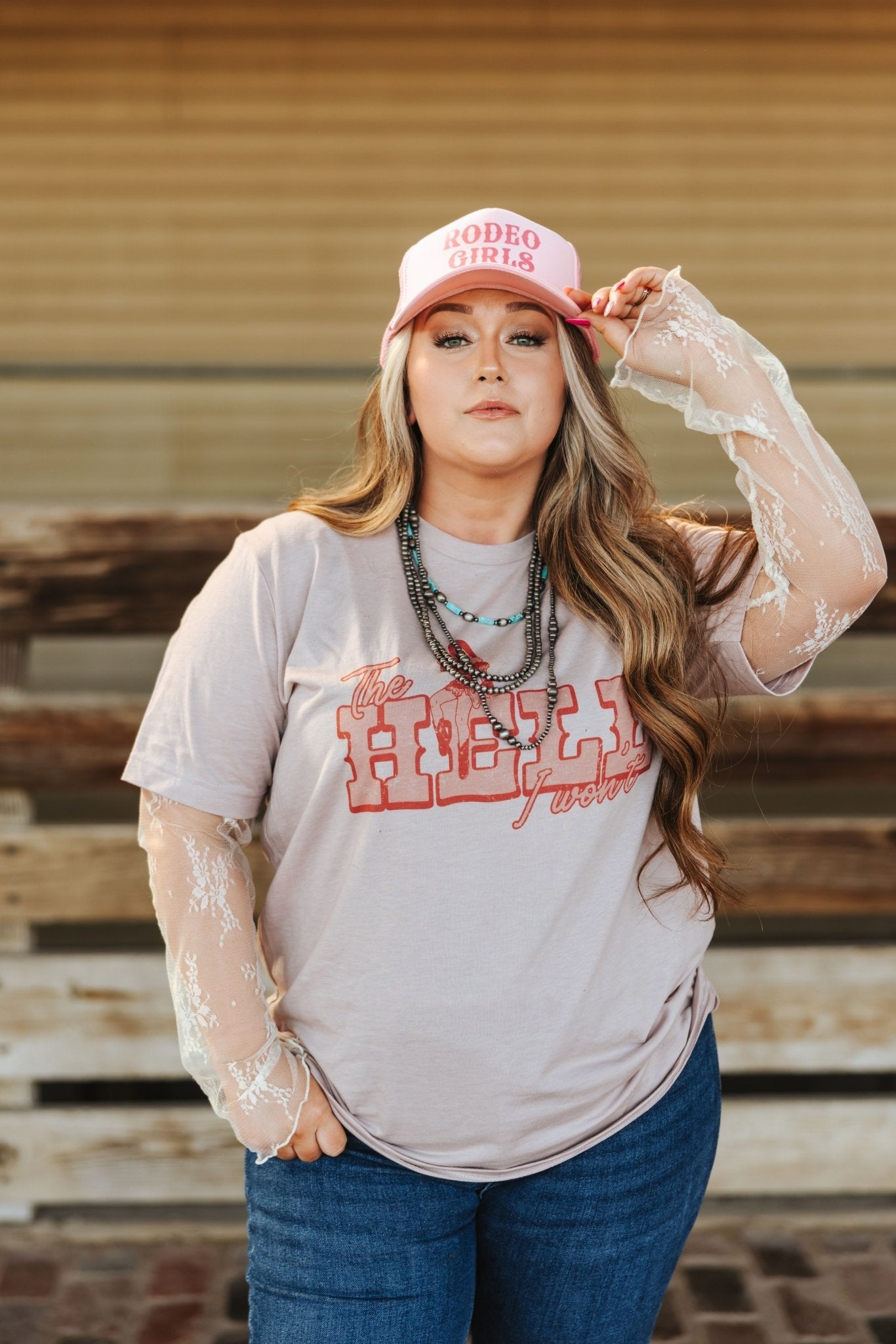 Pink Hell I Won't Cowgirl Graphic Tee