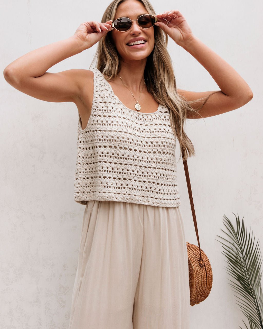 Cream Crochet Slit Jumpsuit - FINAL SALE