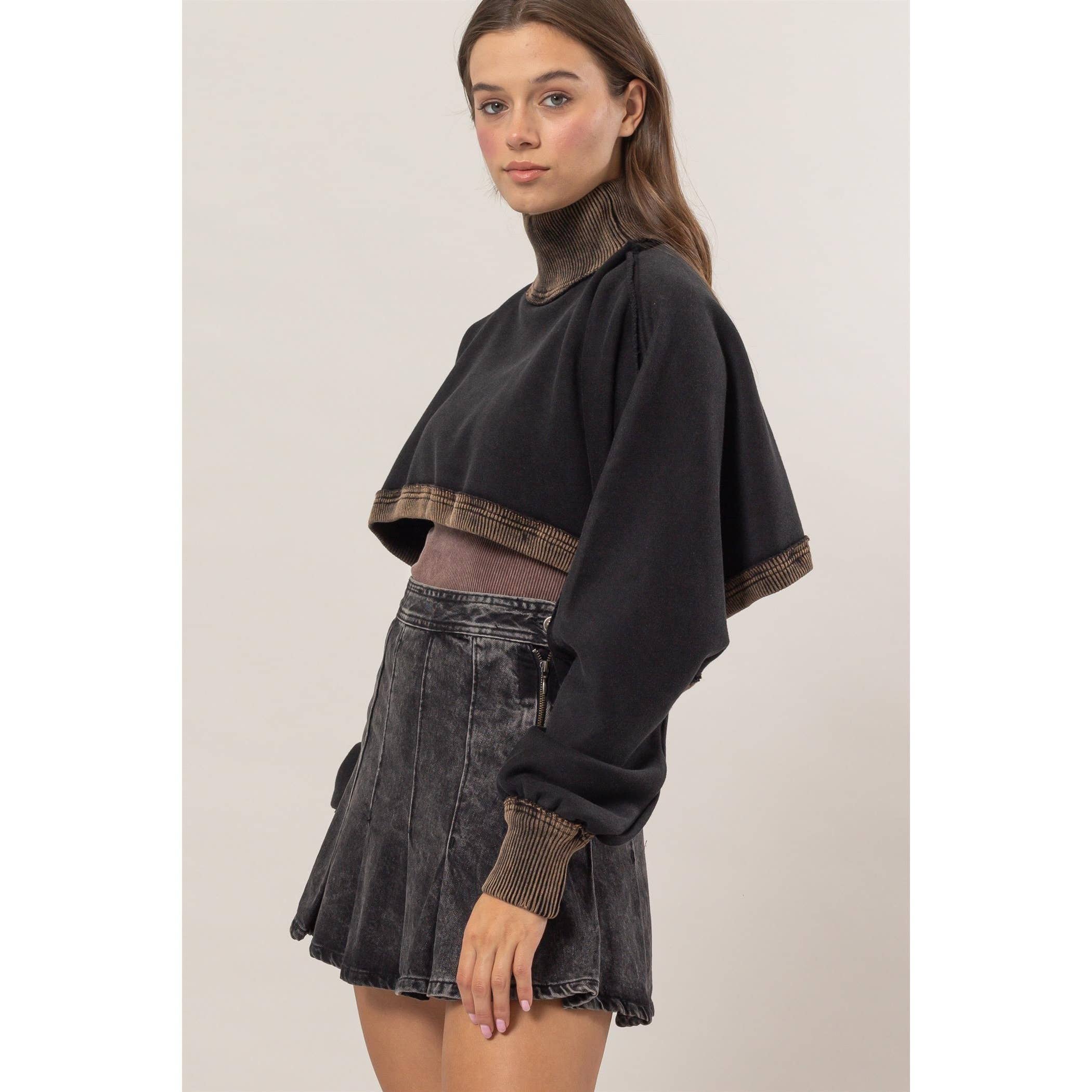 Dark Romance Mock Neck Crop