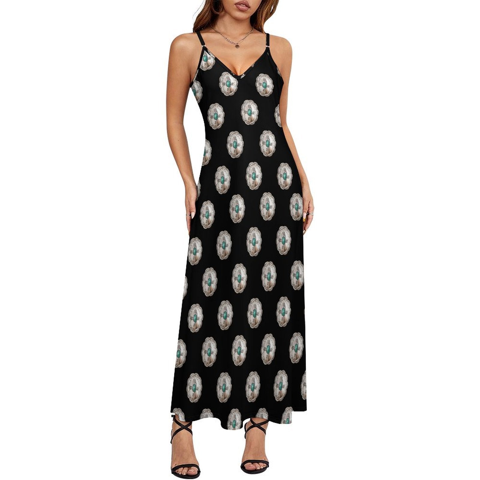 Turquoise Silver Concho Maxi Dress