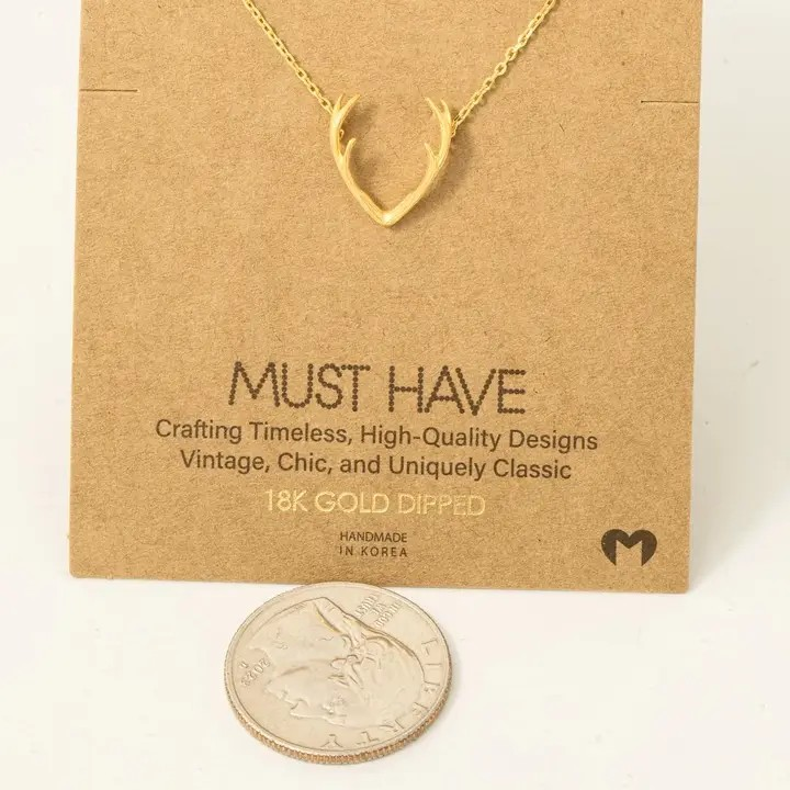 Gold Dipped Antler Pendant Necklace