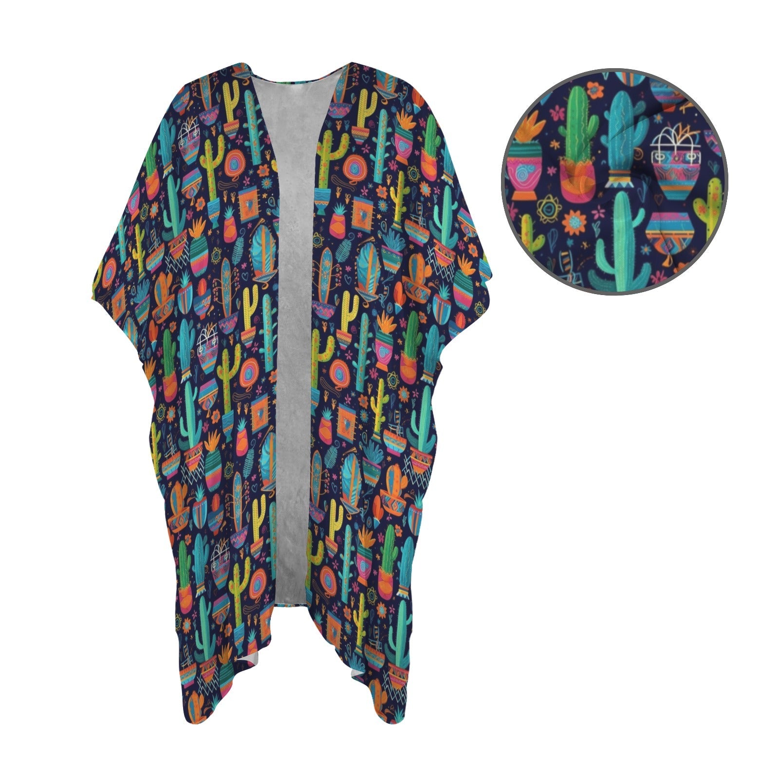 Crazy Cactus Lady Duster Kimono Coverup