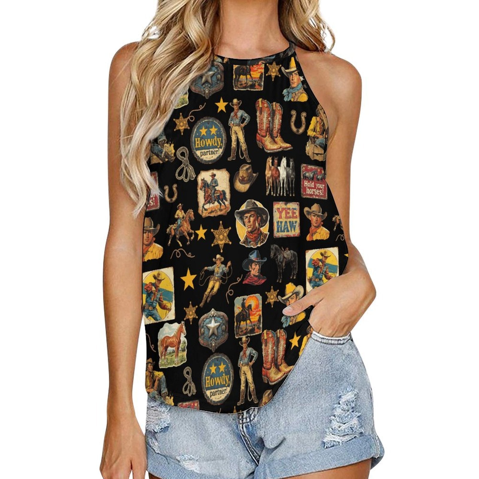 Baha Ranch Vintage Cowboy Collage Tank Top