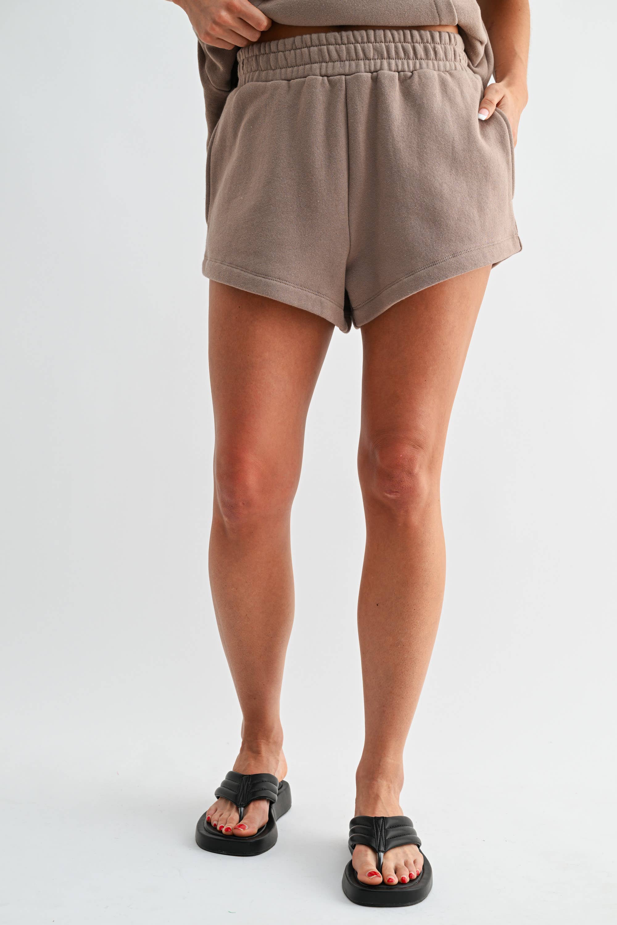 COWGIRL LOUNGE SHORTS: TAUPE