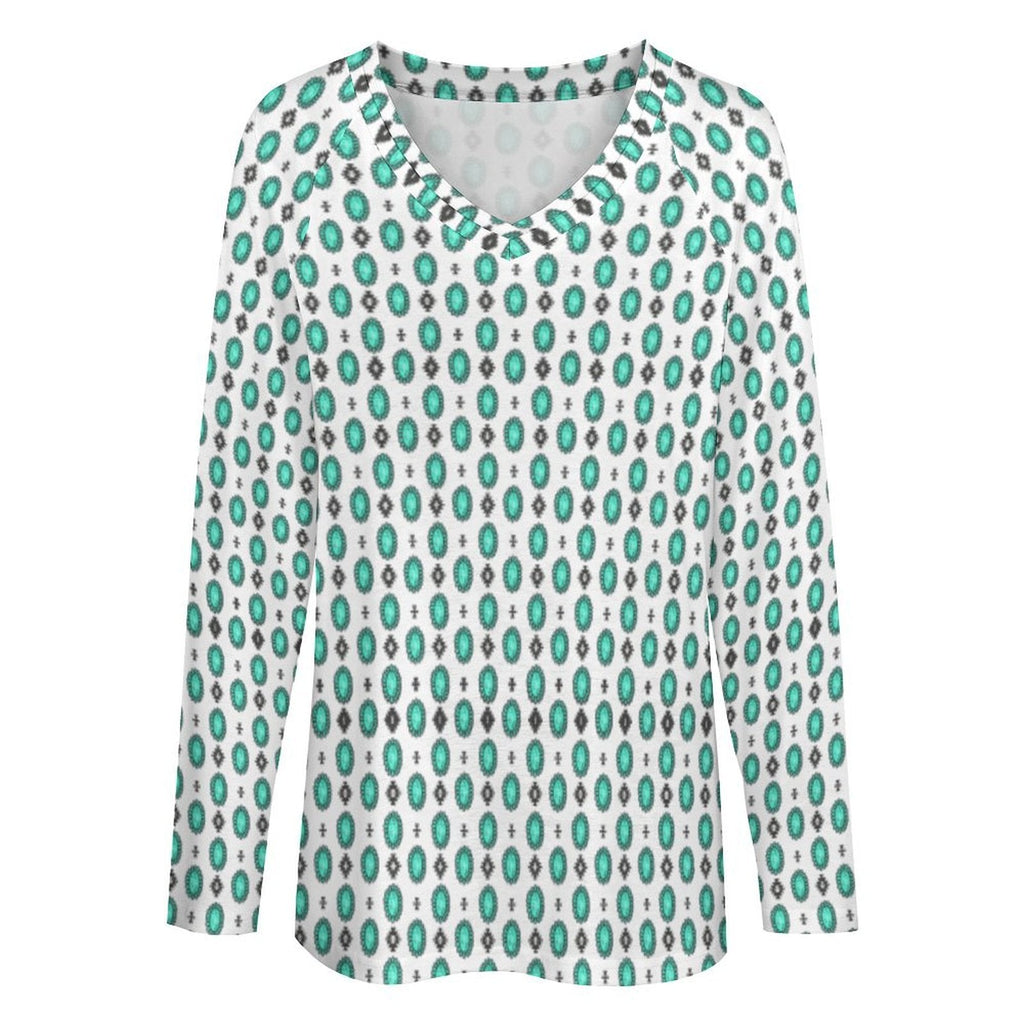 Baha Ranch Turquoise Concho Long Sleeve Top