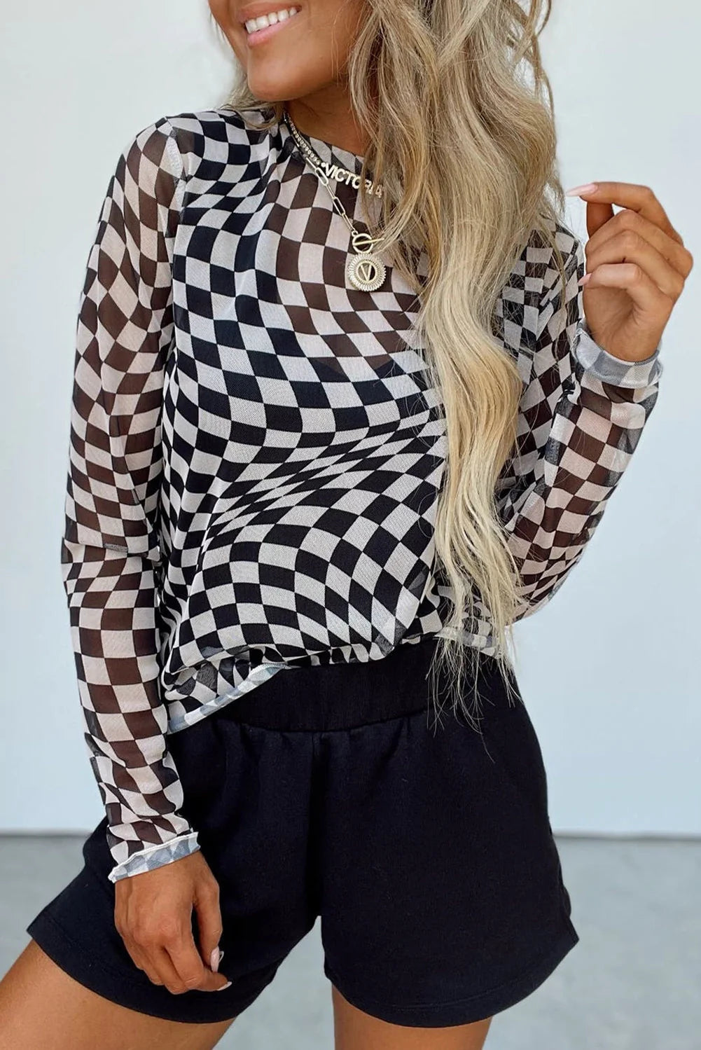 Checker mesh top ETA 20 BIZ DAYS