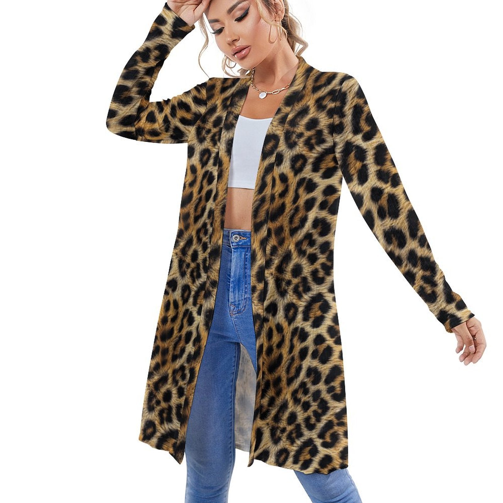 Baha Ranch Retro Pop Western Leopard Lightweight Cardigan