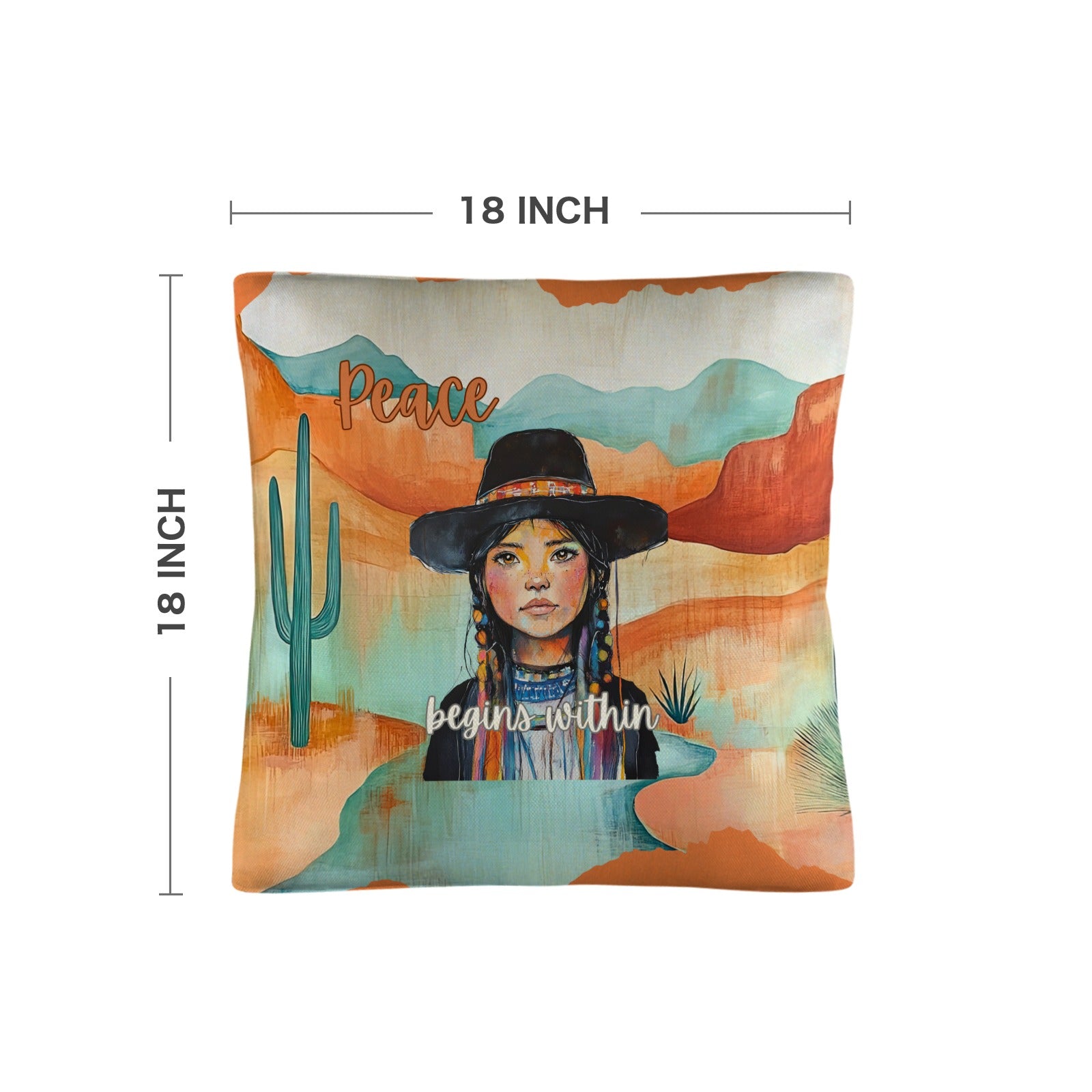 Native Peace Begins Within Throw Pillow Case Made in America