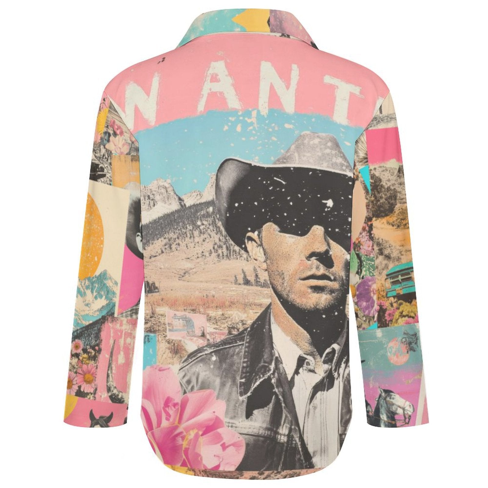 Pop Western Wanted Collage Button Up Shirt