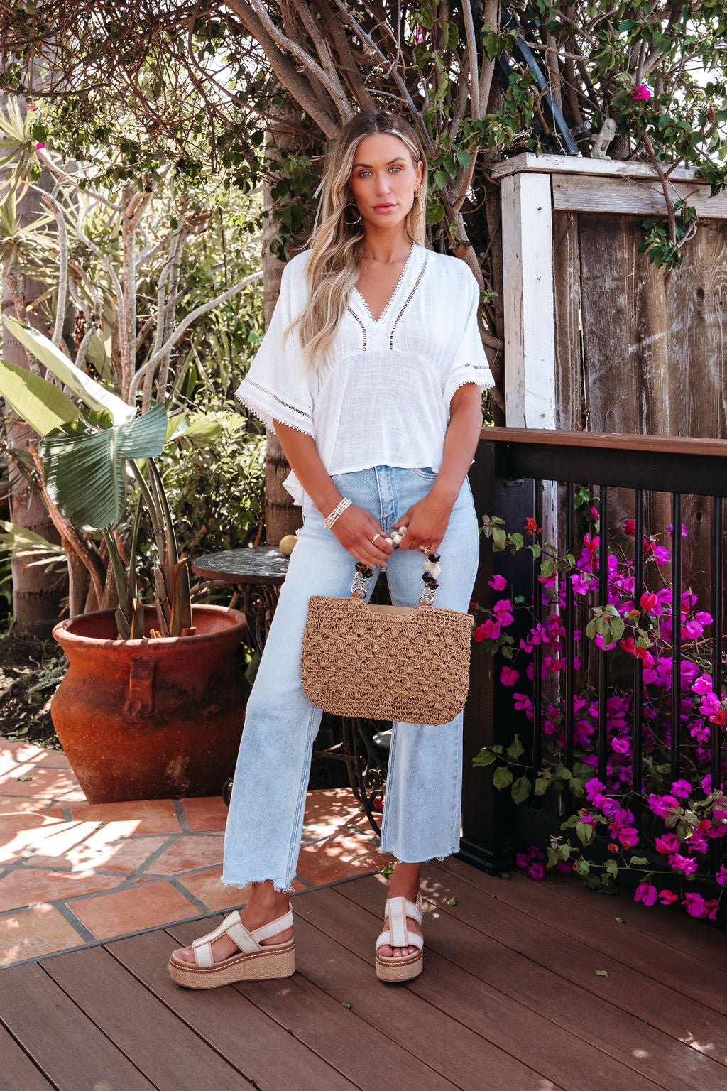 Free Spirit White Crochet Lace Edge Blouse - FINAL SALE