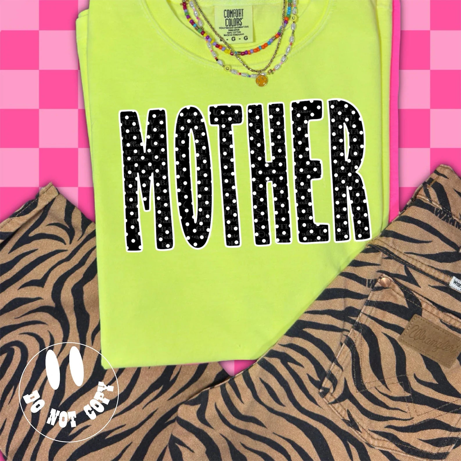 Mother Polka Dot Graphic Tee | Neon Mom Shirt | Trendy Mama Comfort Colors Tee